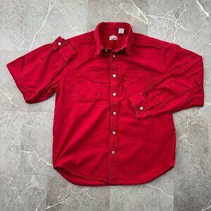 VINTAGE LEVIS BUTTON UP SHIRT MENS LARGE METAL BUTTON RED TAB WORKWEAR